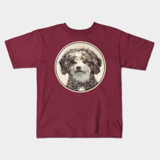 Spanish Water Dog Painting - Cute Original Dog Art Kids T-Shirt